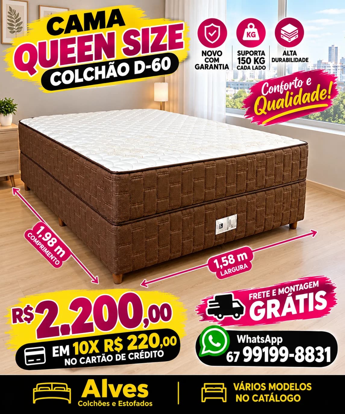 Cama Queen Densidade D-60 Garantia Oferta Hoje